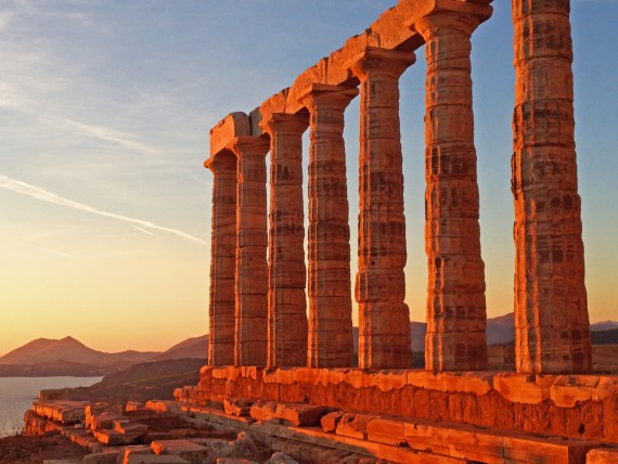Landgang in Piräus/Athen: Strand + Kultur = Tempel des Posseidon